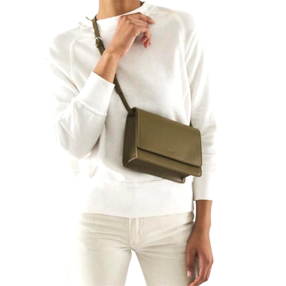 Baggu small structured crossbody bag in kelp minimalist leather casual everyday
